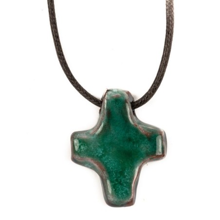 Croix Pendentif en Terre Cuite Émaillée (vendue à l'unité) - (SC-CP1)