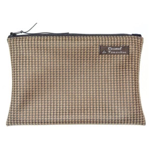 Pochette Pied de Poule caramel zip noir - (CF OPP N)