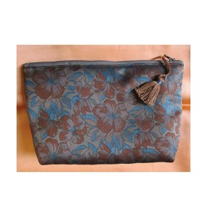 Trousse doublée "Brassée de fleurs" fond vieil or - (CF OTCR OR25)