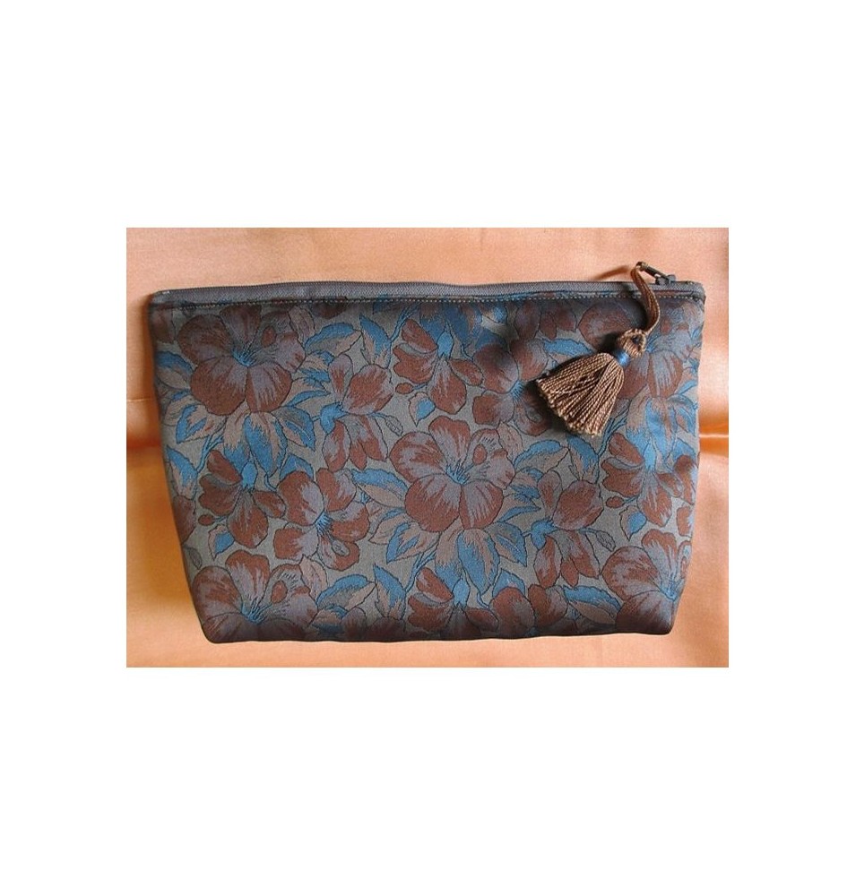Trousse doublée "Brassée de fleurs" fond vieil or - (CF OTCR OR25)