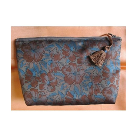 Trousse doublée "Brassée de fleurs" fond vieil or - (CF OTCR OR25)