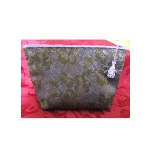 Trousse doublée "Brassée de fleurs" mauve - (CF OTCR VIO25)