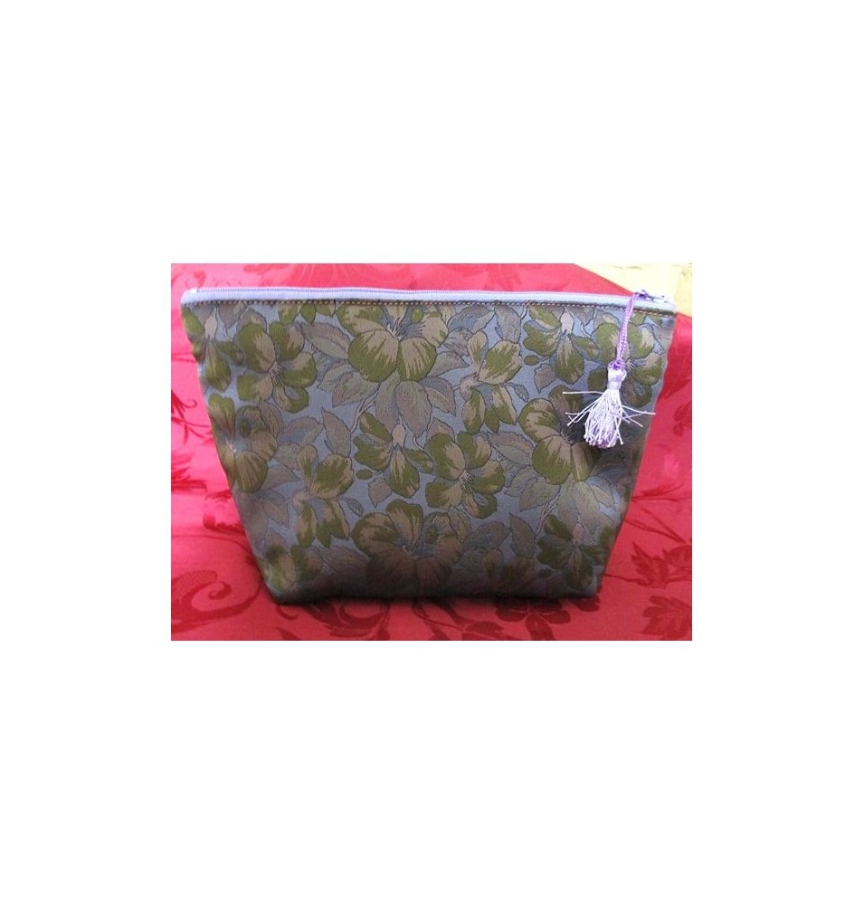 Trousse doublée "Brassée de fleurs" mauve - (CF OTCR VIO25)