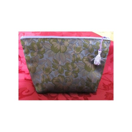 Trousse doublée "Brassée de fleurs" mauve - (CF OTCR VIO25)