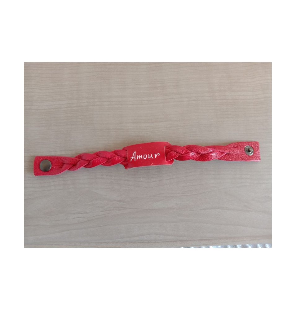 Bracelet en cuir rouge - (JE-BR02)
