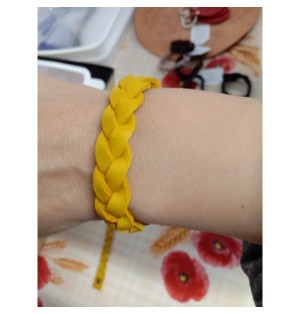 Bracelet tressé en cuir moutarde - (JE-BRS05)