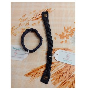 Bracelet tressé en cuir bleu nuit - (JE-BRS06)