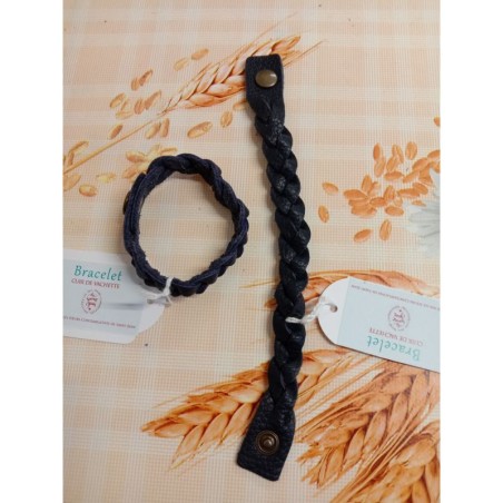 Bracelet tressé en cuir bleu nuit - (JE-BRS06)