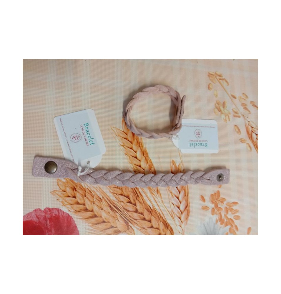 Bracelet tressé en cuir lilas pâle - (JE-BRS08)