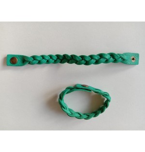 Bracelet tressé en cuir vert turquoise - (JE-BRS09)