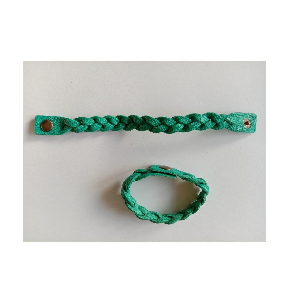 Bracelet tressé en cuir vert turquoise - (JE-BRS09)