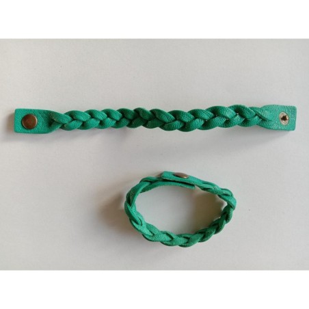 Bracelet tressé en cuir vert turquoise - (JE-BRS09)