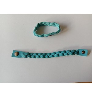 Bracelet tressé en cuir bleu ciel - (JE-BRS11)