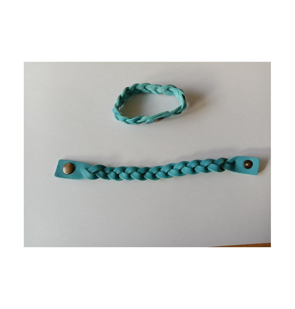Bracelet tressé en cuir bleu ciel - (JE-BRS11)