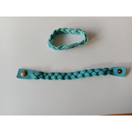 Bracelet tressé en cuir bleu ciel - (JE-BRS11)
