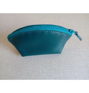 Porte-monnaie en cuir d'agneau bleu canard - (JE-PM01)