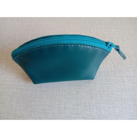 Porte-monnaie en cuir d'agneau bleu canard - (JE-PM01)
