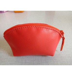 Porte-monnaie en cuir d'agneau orange - (JE-PM02)