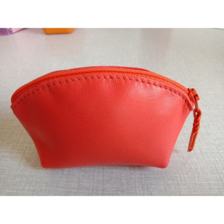 Porte-monnaie en cuir d'agneau orange - (JE-PM02)
