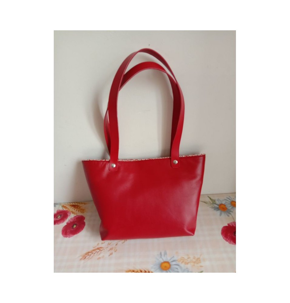 Sac à main en cuir d'agneau rouge - (JE-S04)