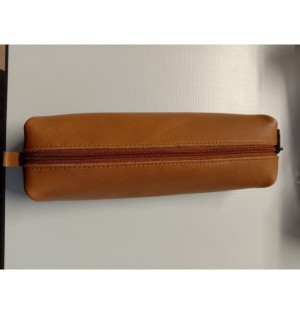 Grande trousse en cuir marron clair - (JE-TRG02)