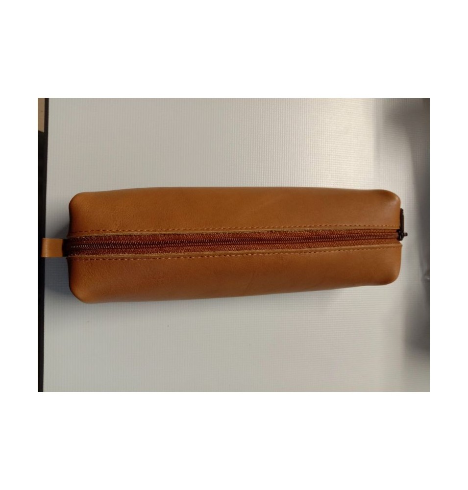 Grande trousse en cuir marron clair - (JE-TRG02)