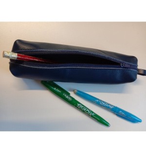 Petite trousse en cuir bleu marine - (JE-TRP01)