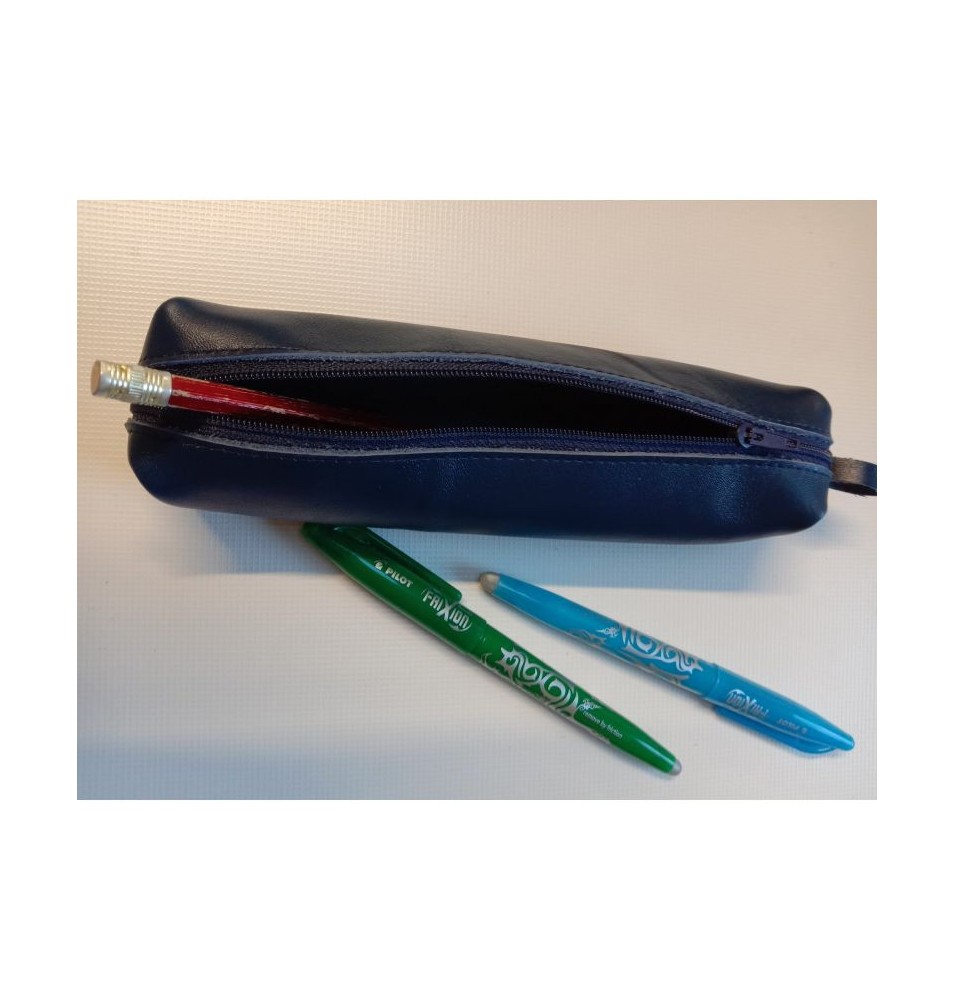 Petite trousse en cuir bleu marine - (JE-TRP01)