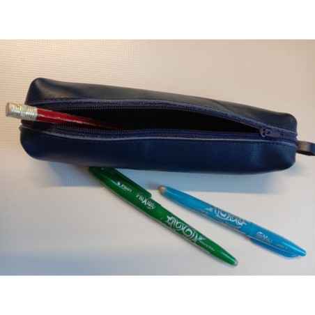 Petite trousse en cuir bleu marine - (JE-TRP01)