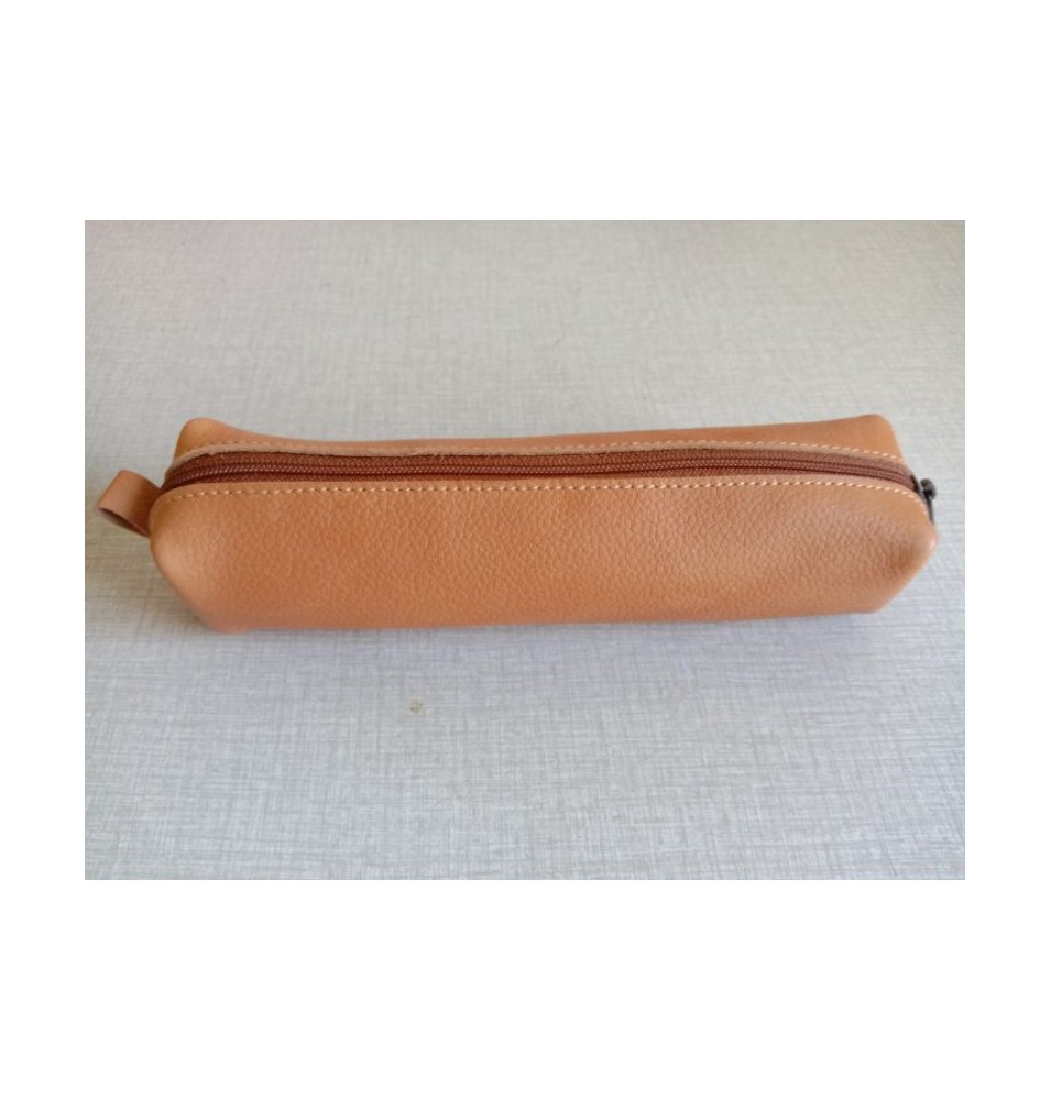 Petite trousse en cuir marron clair - (JE-TRP02)