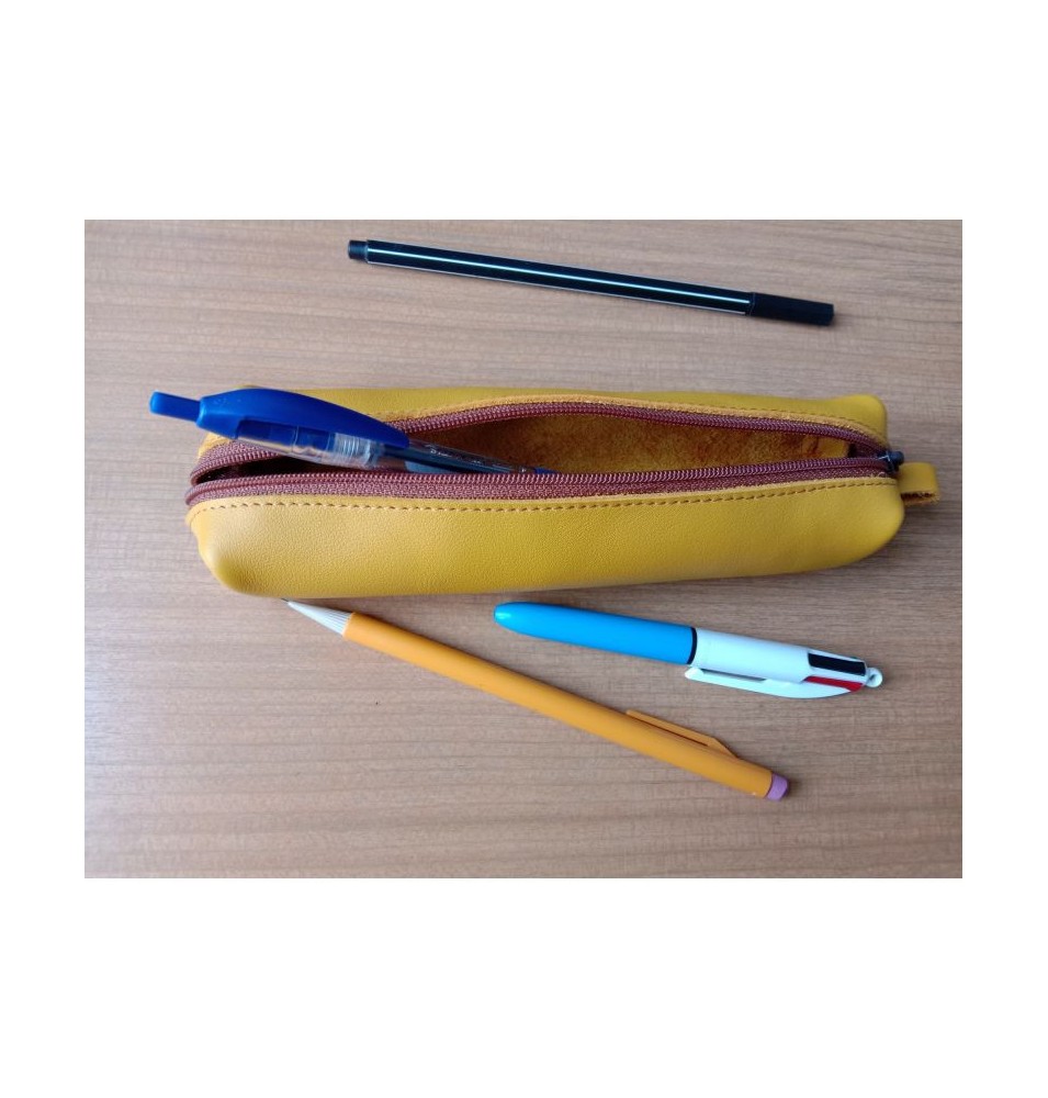 Petite trousse en cuir moutarde - (JE-TRP03)
