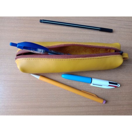 Petite trousse en cuir moutarde - (JE-TRP03)