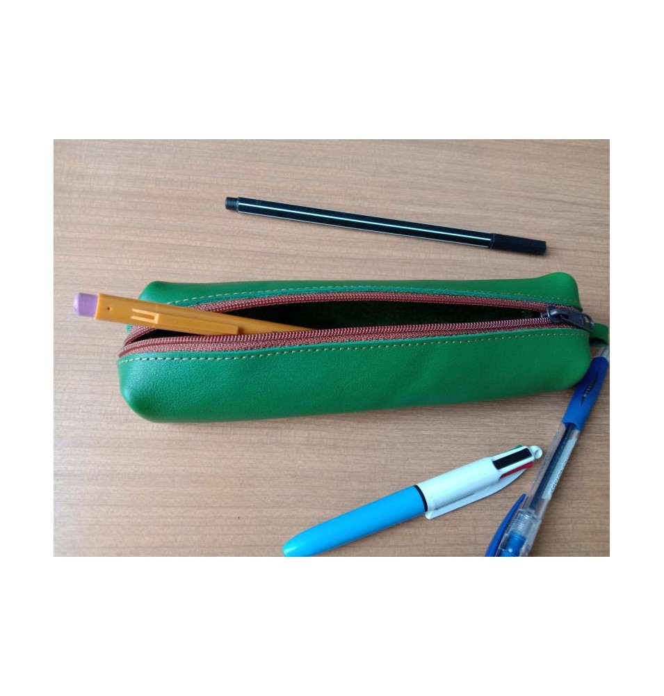 Petite trousse en cuir vert - (JE-TRP04)