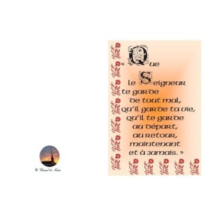 Carte de voeux bénédiction garde ta vie départ et retour pour tous ceux que l'on aime Artisanat monastique - (NE c-be 1)