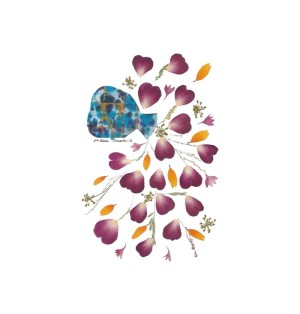 Carte Fleurs Naturelles Séchées,  un Vase de Coeurs - (SC-CFc)