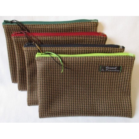 Pochette Pied de Poule zip couleur - Bordeaux - (CF OPP CR)