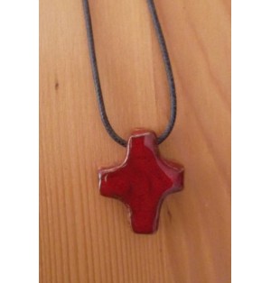 Croix Pendentif en Terre Cuite Émaillée (vendue à l'unité) - rouge - (SC-CPr)