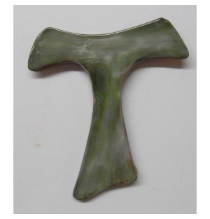Tau Franciscain en Terre Cuite Émaillée - Vert - (SC-TAUv)