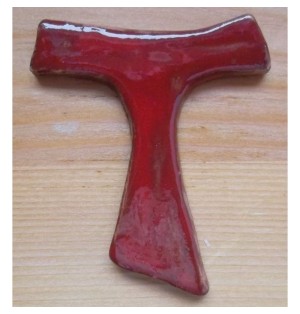 Tau Franciscain en Terre Cuite Émaillée - Rouge - (SC-TAUr)