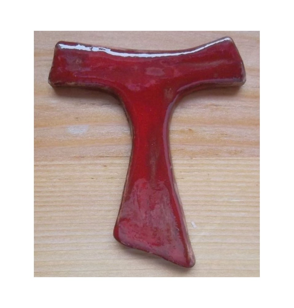 Tau Franciscain en Terre Cuite Émaillée - Rouge - (SC-TAUr)