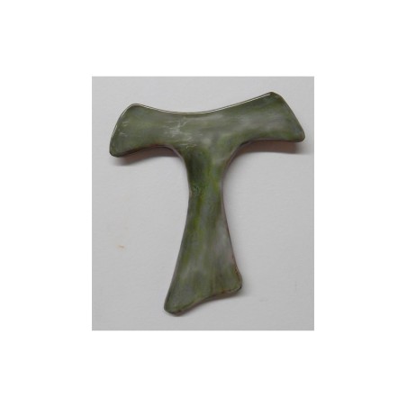 Petit Tau de Saint François en Terre Cuite Émaillée - Vert - (SC-pTAUv)