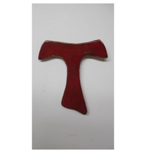 Petit Tau de Saint François en Terre Cuite Émaillée - rouge - (SC-pTAUr)