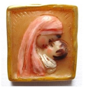 Médaillon carré rose saumon - (CF CM2P)
