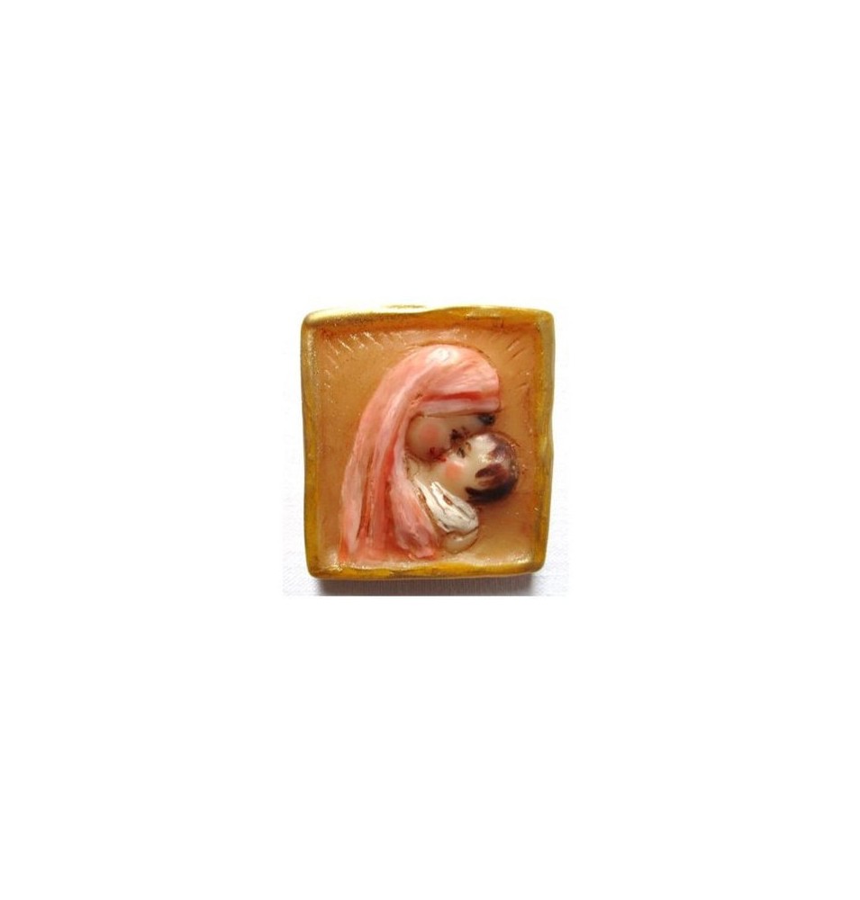 Médaillon carré rose saumon - (CF CM2P)