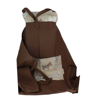 Tablier en Toile Marron Motifs Chiens