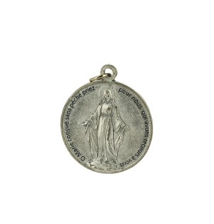 Médaille Ô Marie conçu sans péch" argentée - diam 4.4 cm