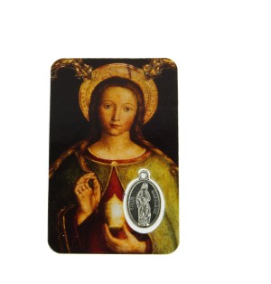 CARTE plastifiée de prière à Sainte Marie-Madeleine avec médaille