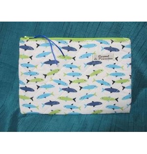 Pochette matelassée Poissons - bleu (CF OPMAP B20)