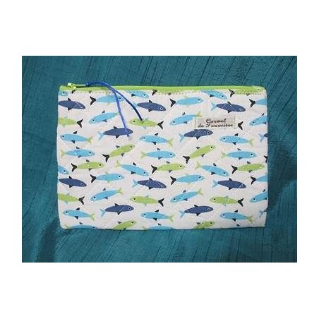 Pochette matelassée Poissons - bleu (CF OPMAP B20)