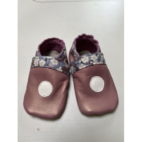 Chausson bébé en cuir d'agneau 6-12 mois violet (JE-CHM02)